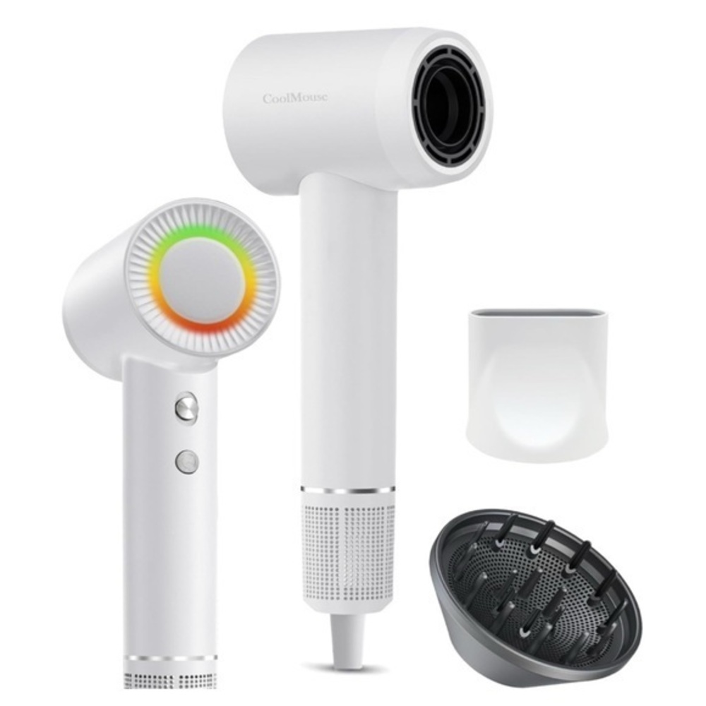 Pearly White High-Speed Ionic Hair Dryer: 150000 RPM Brushless Motor #QC4